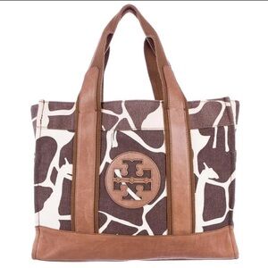Tory Burch | Brown Giraffe Print Bombe Canvas Tote